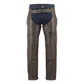 mens brown leather chaps front western style