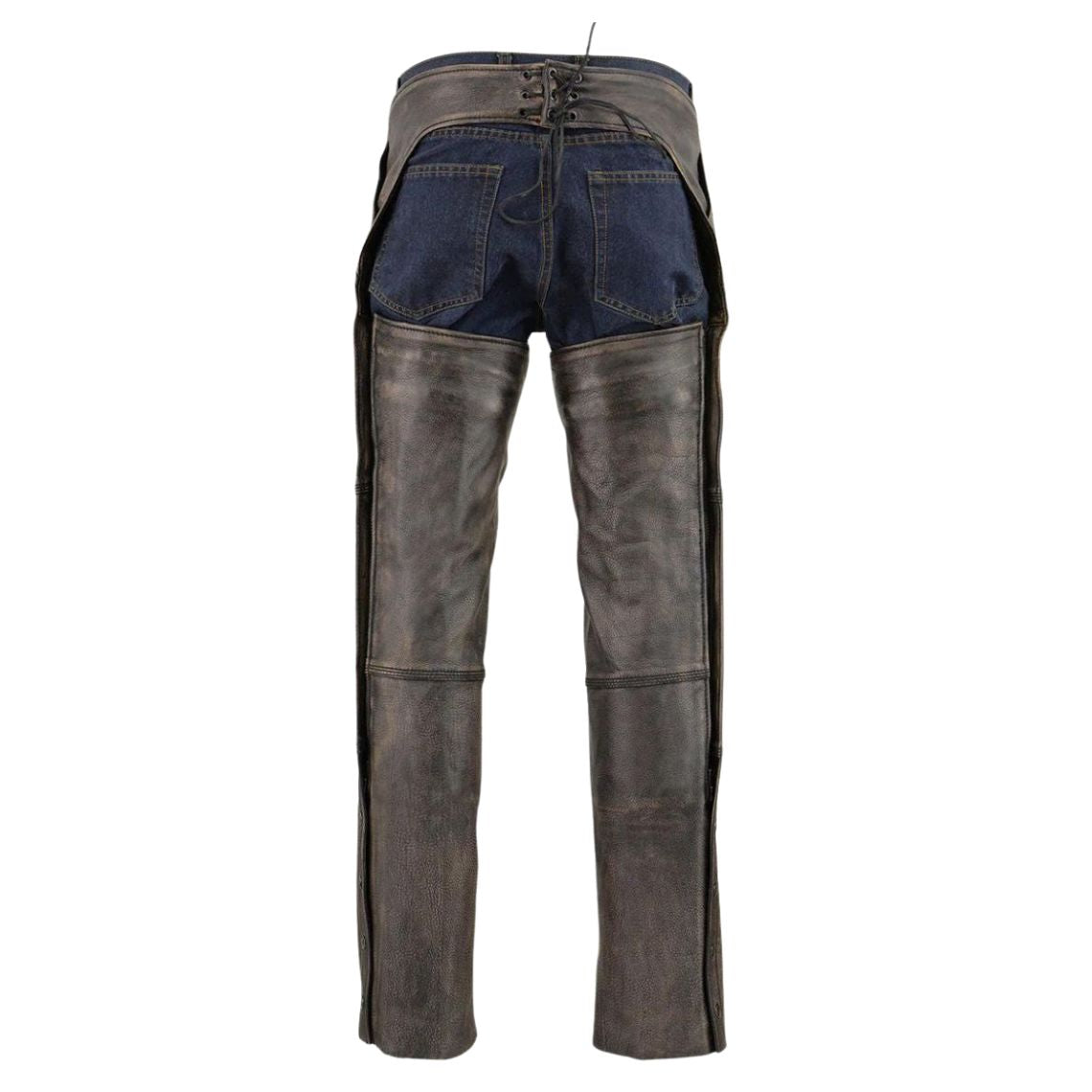 back view western leather chaps adjustable fit
