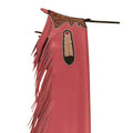 Western red rodeo chaps feather design close up