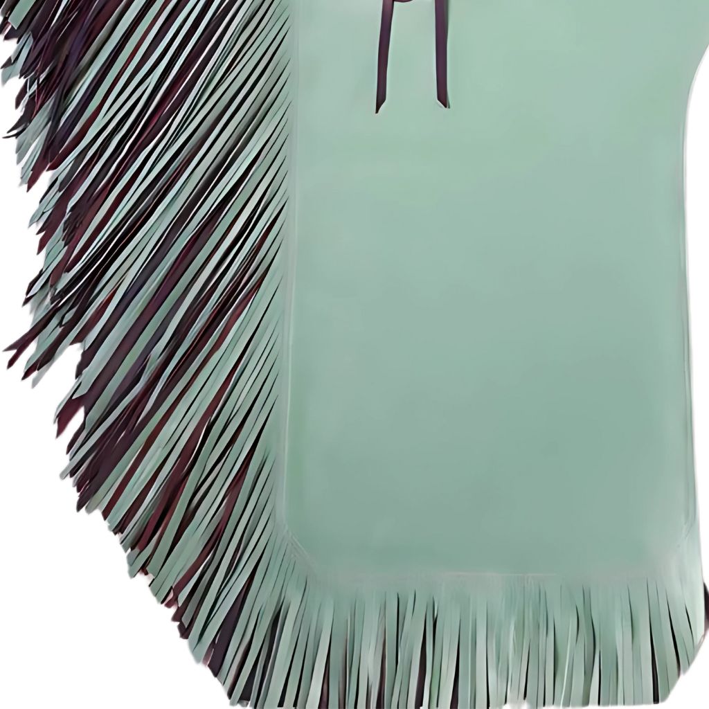 Premium sky blue rodeo chaps fringe close up