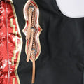 mid detail rodeo chaps braided leather conchos red metallic panel