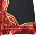bottom detail red fringe rodeo chaps gold trim western pattern