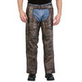 Men’s rustic brown leather assless motorcycle chaps front view