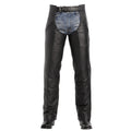 mens black leather chaps front western pro style