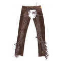 mens western suede chaps full length fringe riding style

