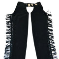 Women black leather chaps waist belt detail
