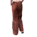 Women vintage western fringe pants back view