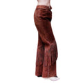 Women brown suede fringe pants side angle view