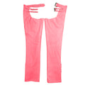 Back view of women’s hot pink leather motorcycle chaps