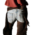 Womens brown western fringe suede chaps back view