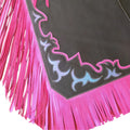 Womens pink fringe leather chaps western design detail